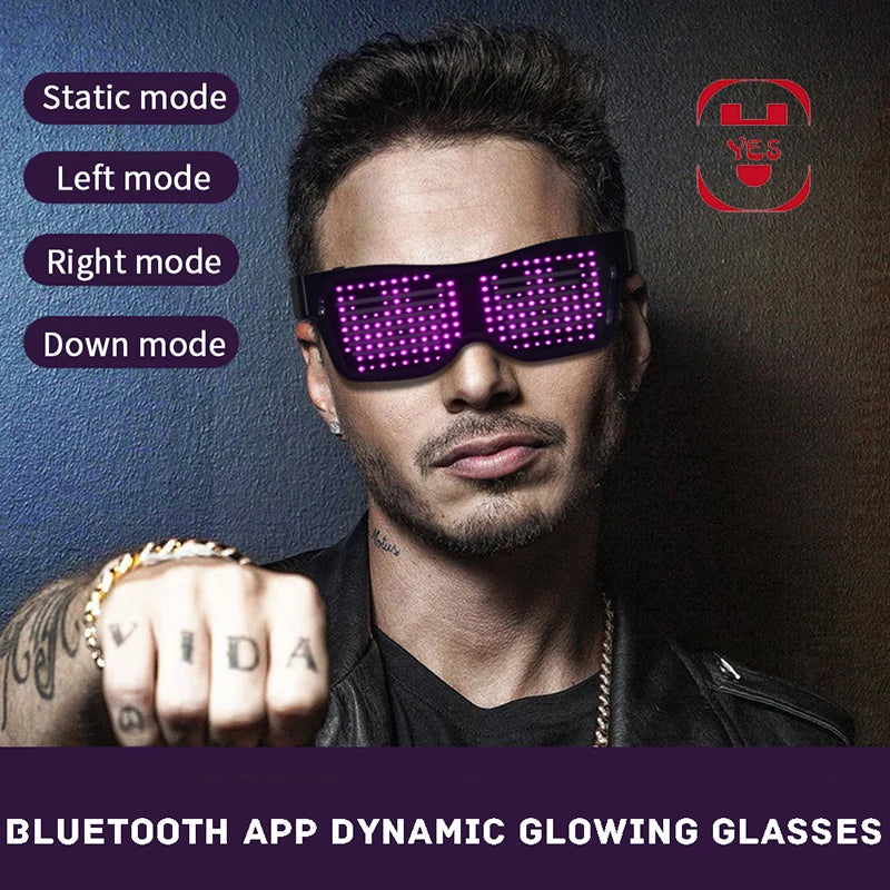 Bluetooth Led Party Glasses Customized Languages USB Charge - Rave Base