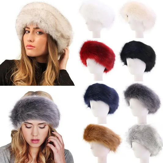 Fluffy Winter Warm Hairbands Elastic Faux Fur Headbands - Rave Base