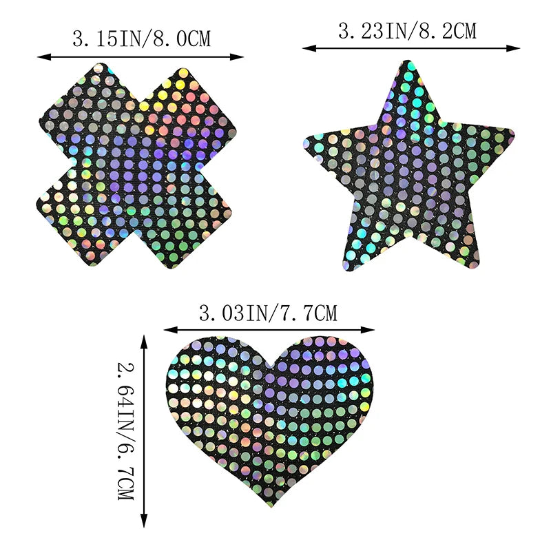 Ultra-thin Laser Sequins Chest Sticker 1 Pairs Breast Pasties Nipple Cover - Rave Base